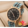 Simple Fashion Women Men Leather Watches Check Design Student Quartz Watches For Ladies Cestbella Special Gifts Watch